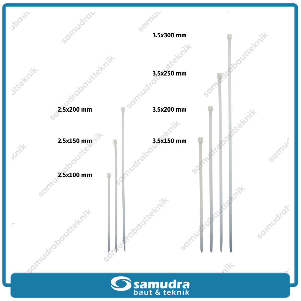 Paket 10 set JP Kabel Ties 2.5 x 200 mm Putih