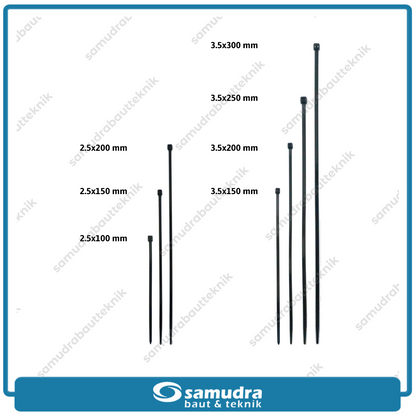 Paket 5 Set JP Kabel Ties 3.6 x 200 mm Hitam
