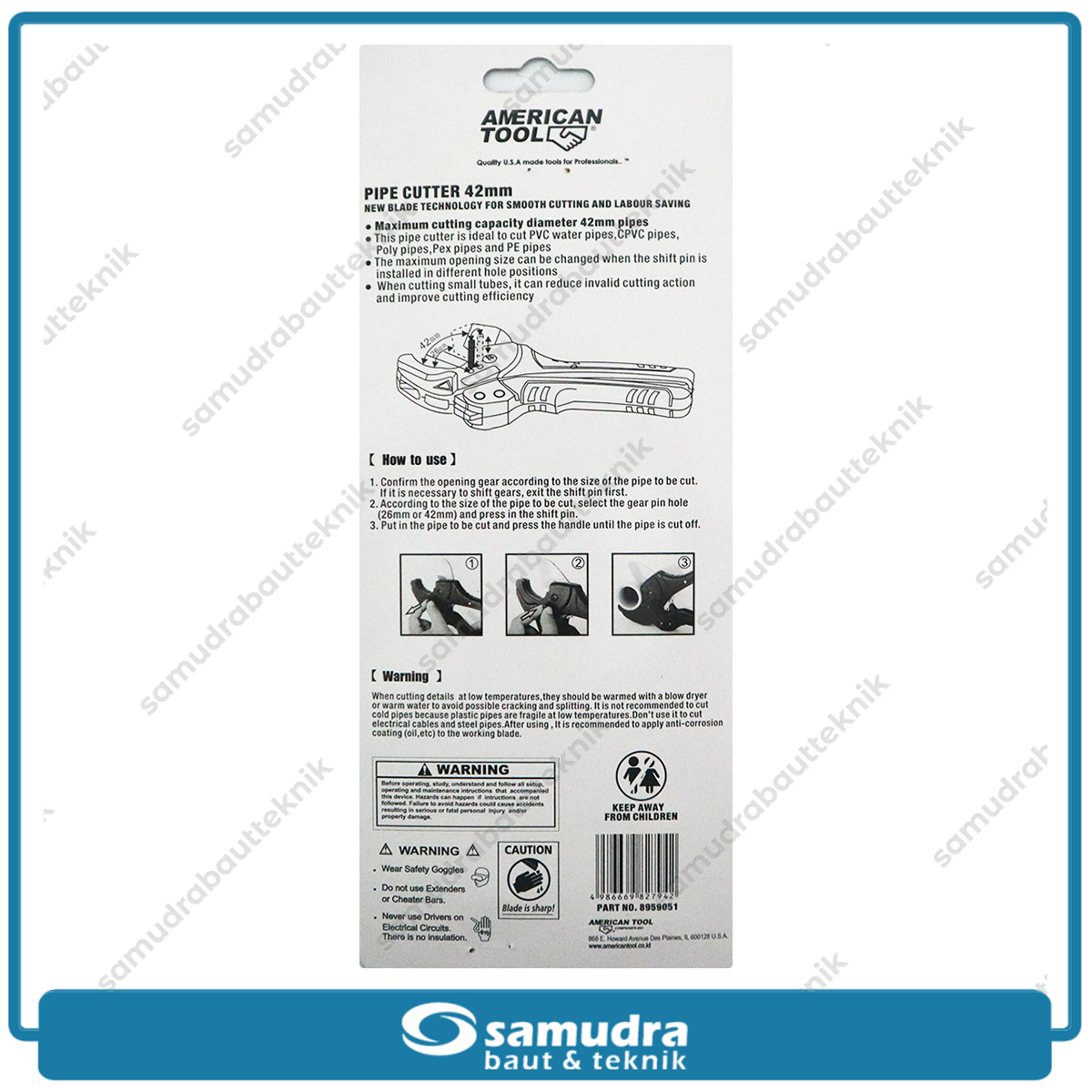 AMERICANTOOL 8959051 Gunting Pipa PVC 0-42 mm