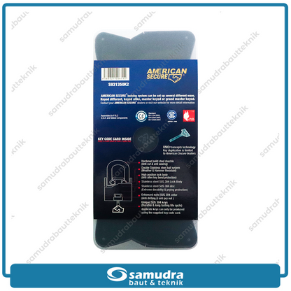 AMERICANSECURE S931350K2 Gembok 50 mm Short Key Alike Set 2 pcs