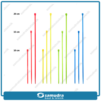 Paket 4 Set MOLLAR Kabel Ties 2.5 x 100 mm Warna Merah Kuning Hijau Biru 10 cm Tali Pengikat