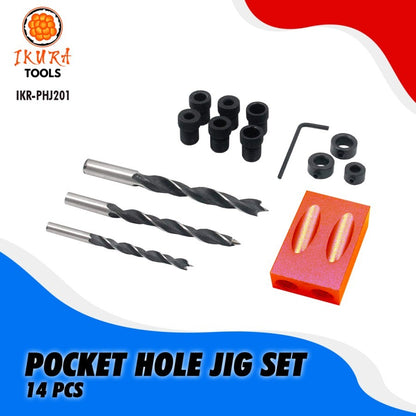 IKURA IKR-PHJ201 Pocket Hole Jig Set 14 pcs / Sambungan Kayu Dowel