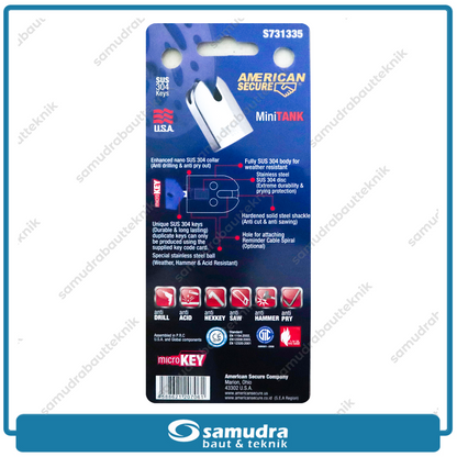 AMERICANSECURE S731335 Gembok Motor 40 mm Universal Mini Tank