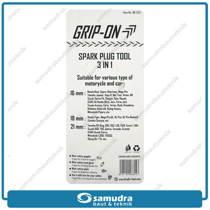 GRIPON 88-553 Kunci Sok T Busi 3 in 1 (16 mm, 18 mm, 21 mm)