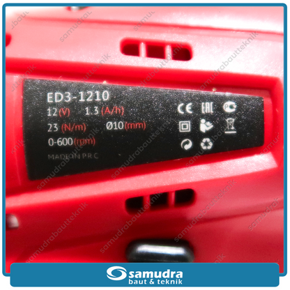 EDON ED3-1210 Mesin Bor Baterai 12V / Cordless Drill 1 Baterai