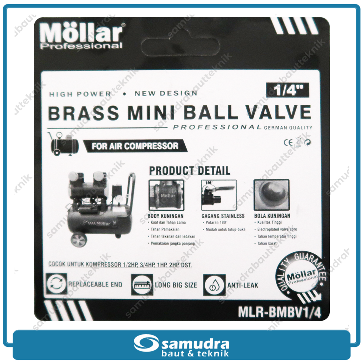 MOLLAR BMBV1/4 Kran Angin 1/4" / Keran Kompresor Kuningan