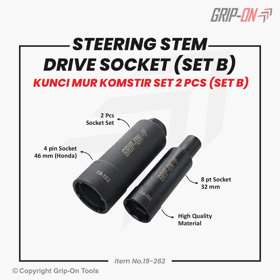 GRIPON 19-262 Set 2 pcs Steering Stem Setting Tool Drive Socket 19-160 & 19-162