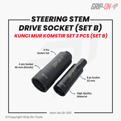 GRIPON 19-262 Set 2 pcs Steering Stem Setting Tool Drive Socket 19-160 & 19-162