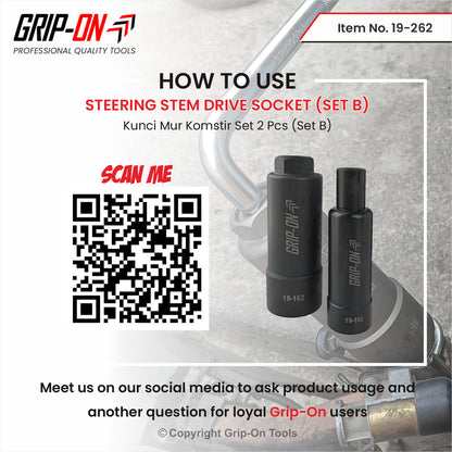 GRIPON 19-262 Set 2 pcs Steering Stem Setting Tool Drive Socket 19-160 & 19-162