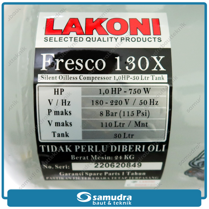 LAKONI FRESCO-130X Mesin Kompresor Listrik Oilless 1 HP 30 Liter