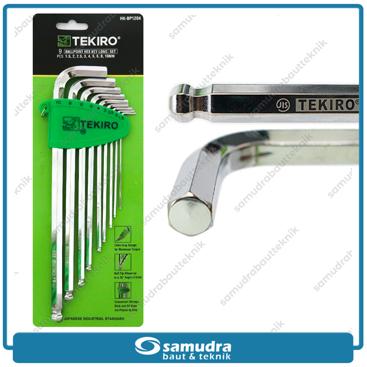 TEKIRO HK-BP1204 Kunci L Set Panjang Ballpoint 9 Pcs 1.5-10 mm