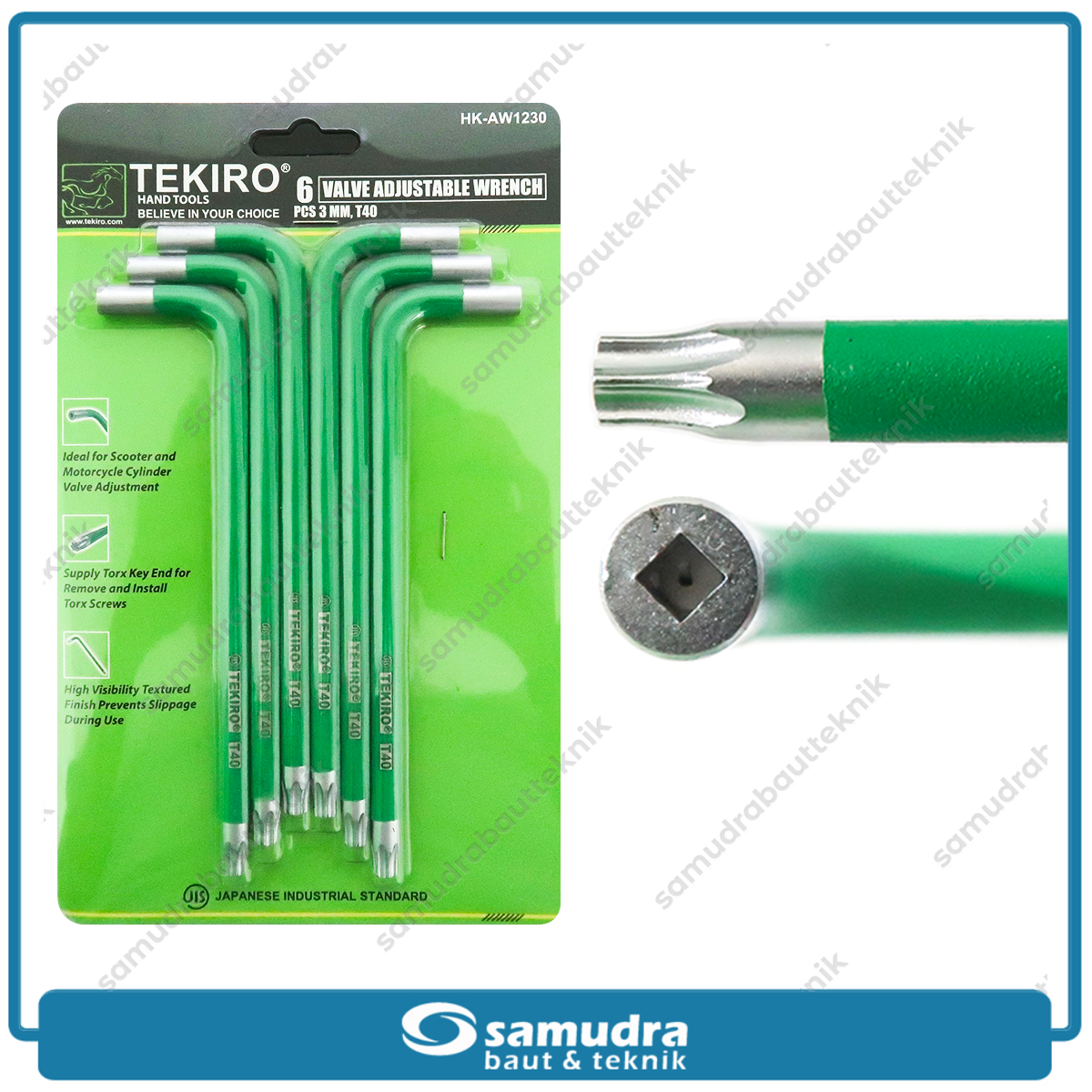 TEKIRO HK-AW1230 Kunci Stel Klep Motor L Bintang T40 Set 6 pcs