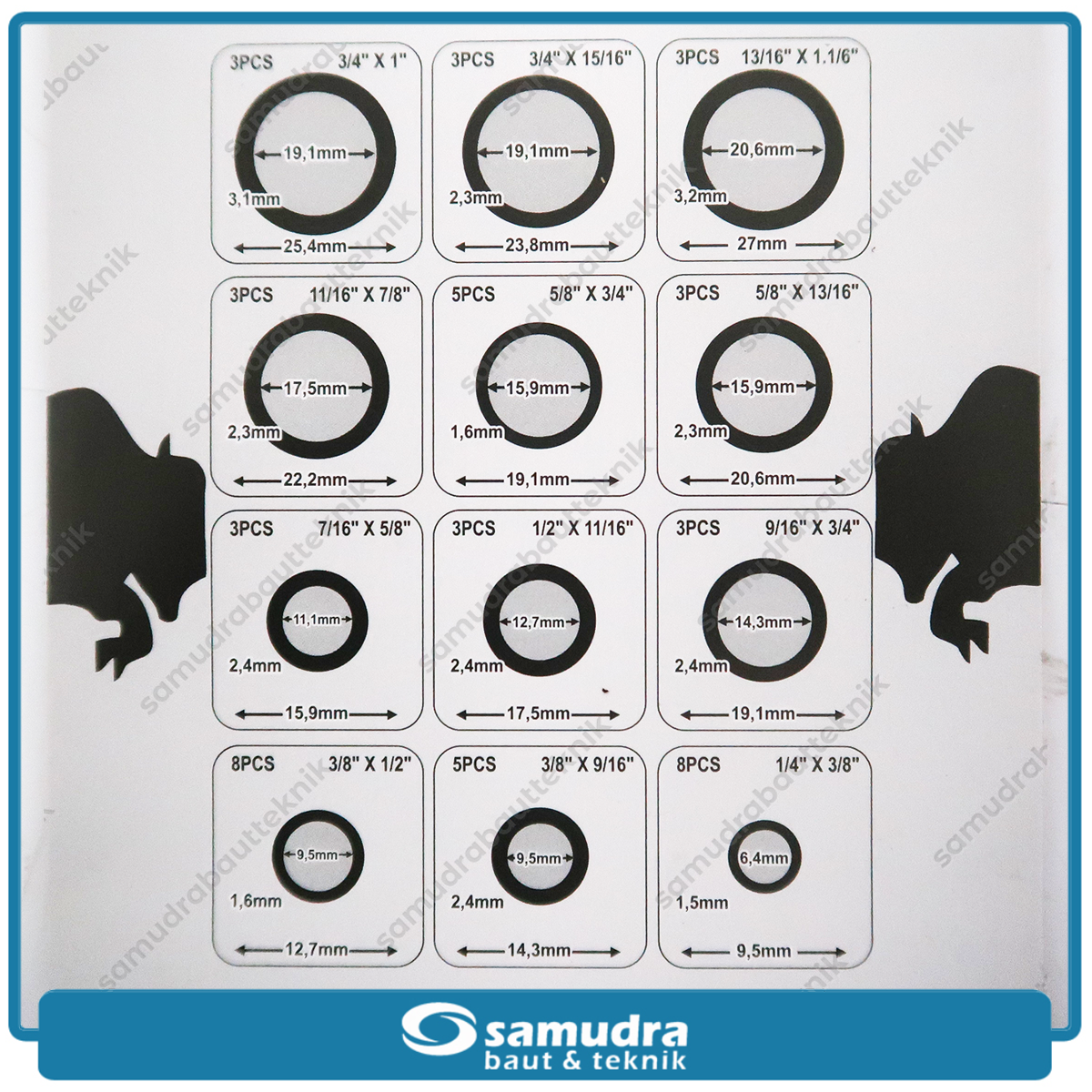 BISON S34500-Metric Karet Seal O-Ring Set 50 pcs