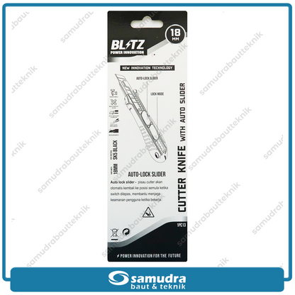 BLITZ 1PC13 Pisau Cutter Besar SK5 Autolock 18 mm Hitam