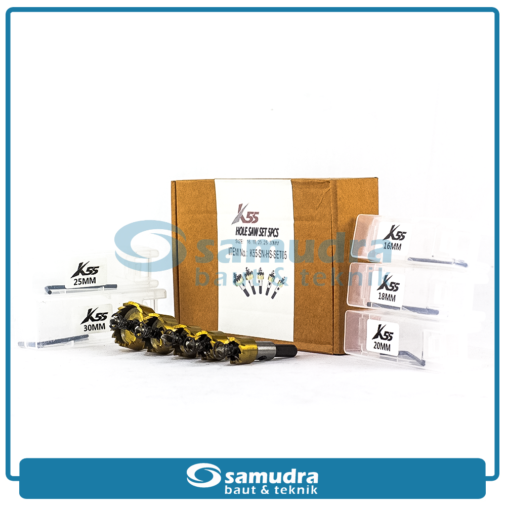 K55 K55-SN-HS-SET5 Hole Saw Set 5 pcs Pelubang Besi / Mata Bor Holesaw