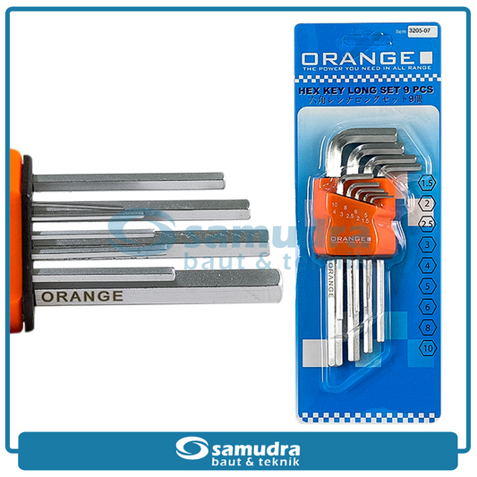 ORANGE Kunci L Set Panjang 9 pcs Long Flat 1.5-10 mm