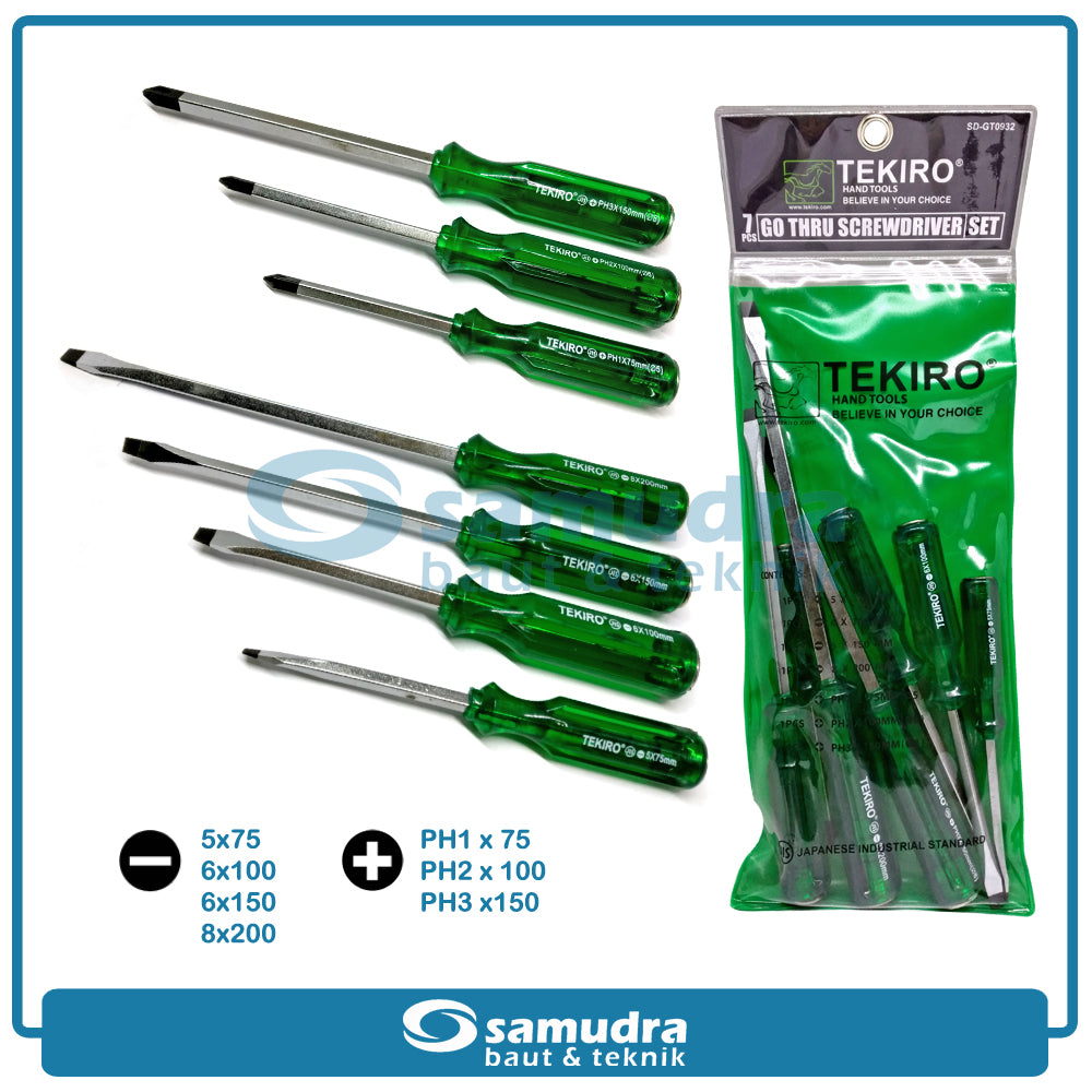 TEKIRO SD-GT0932 Obeng Tembus Hijau Set 7 pcs