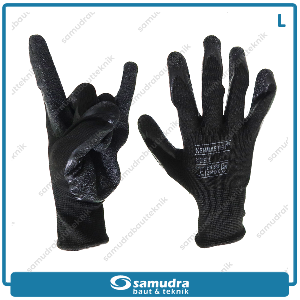 KENMASTER SRNG-128 Sarung Tangan Safety Latex (L) Hitam Hitam KM-3001