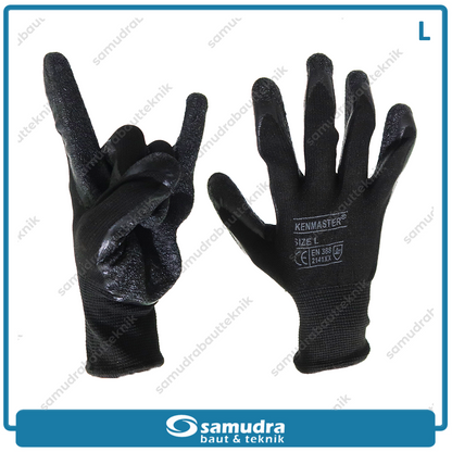 KENMASTER SRNG-128 Sarung Tangan Safety Latex (L) Hitam Hitam KM-3001