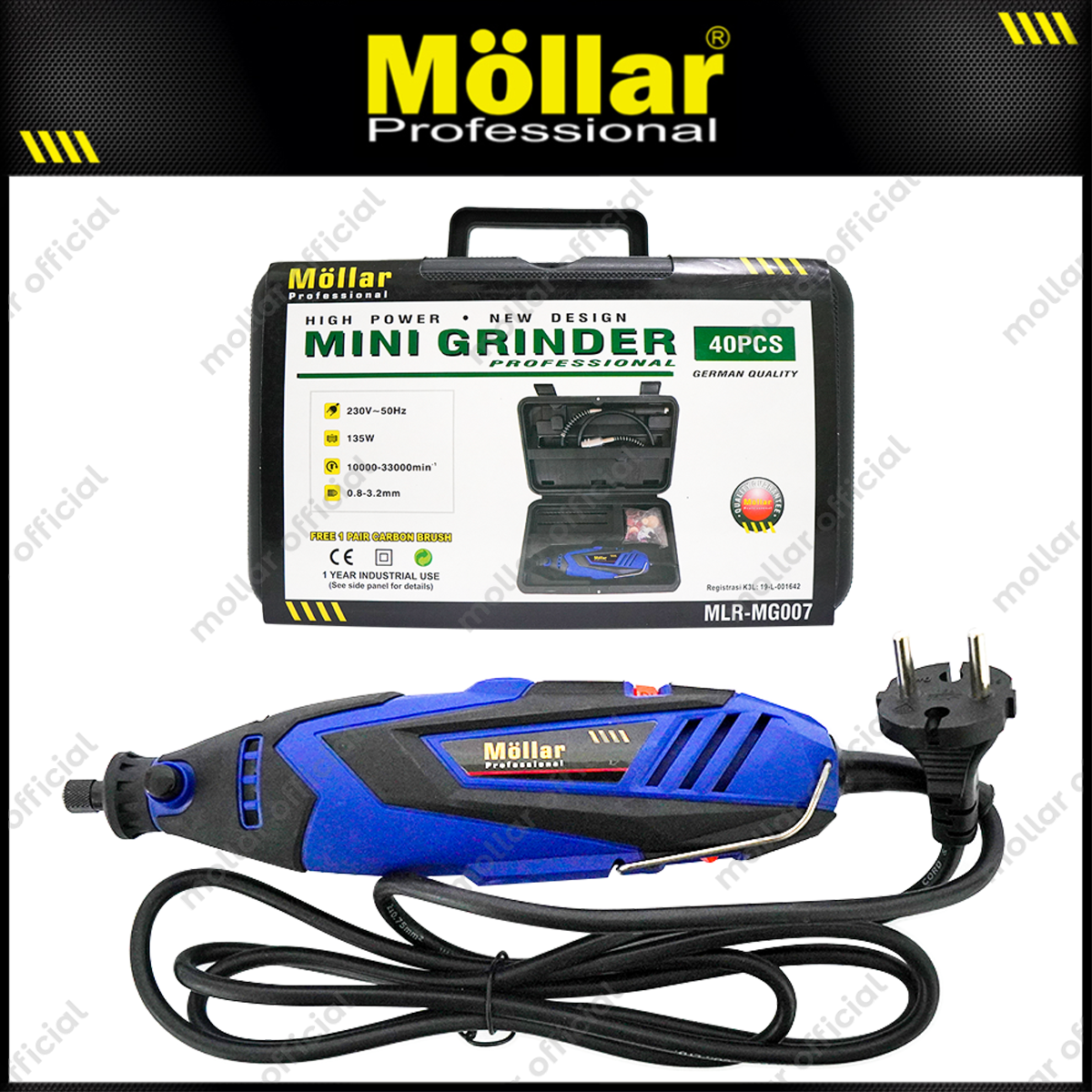 MOLLAR MG007 Mesin Mini Grinder Set 40 pcs Box Plastik