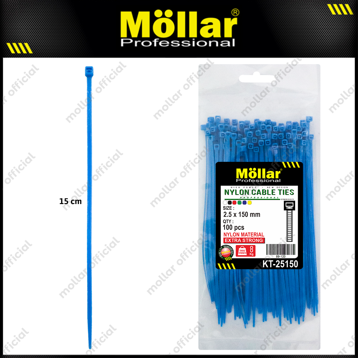 MOLLAR KT-25150 Kabel Ties 2.5x150 mm Biru