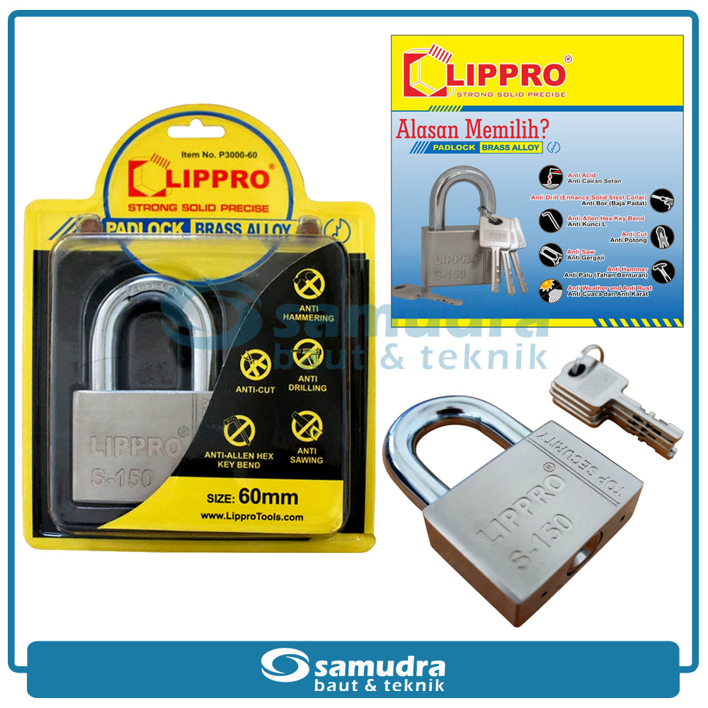 LIPPRO P3000-60 Gembok 60 mm Short / Gembok Leher Pendek