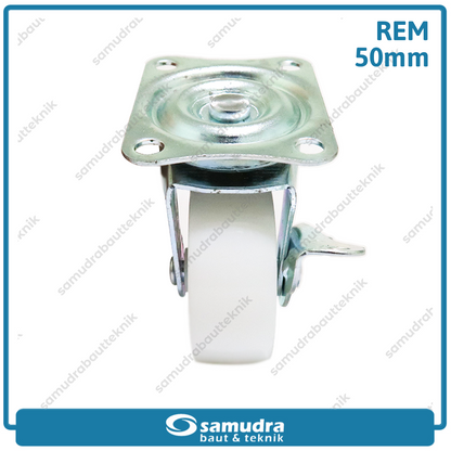 XANDER RODA-492 Roda PP Nylon Putih Hidup Rem 2" XD-1125-50mm - Satuan