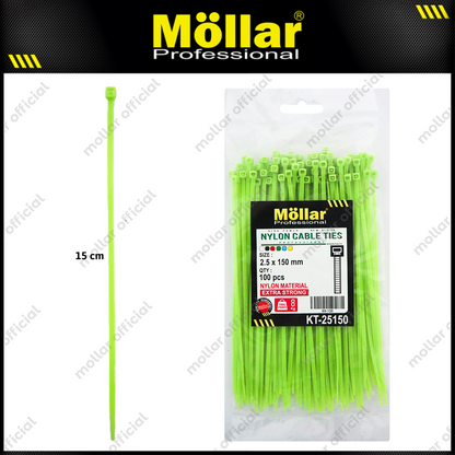 MOLLAR KT-25150 Kabel Ties 2.5x150 mm Hijau