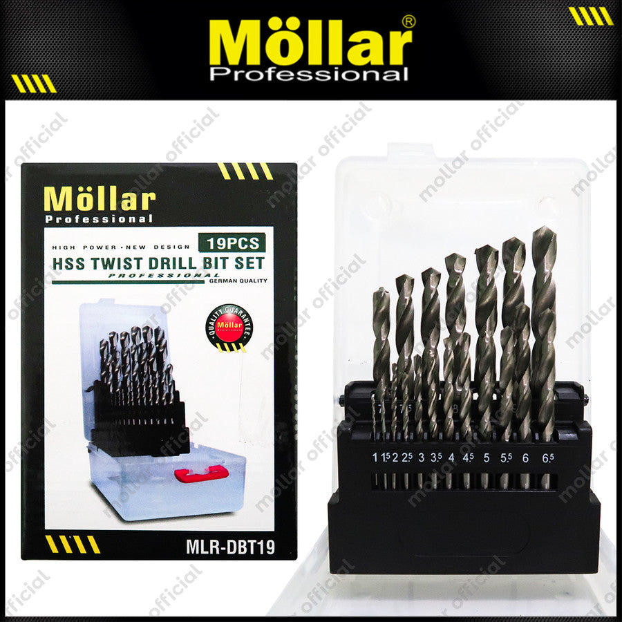 MOLLAR Mata Bor Set Besi 19 Pcs HSS 1 mm - 10 mm