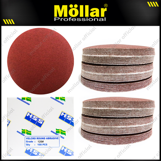 HSS Amplas Bulat No 120 Amplas Velcro Tempel Mata Gerinda 4 Inch - 100 Pcs
