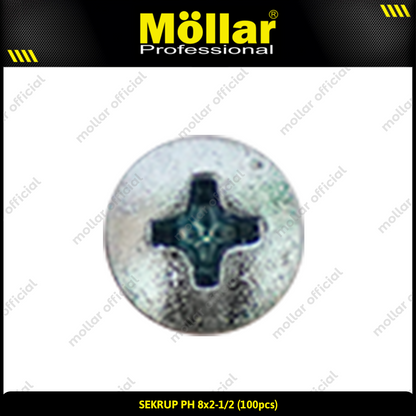 MOLLAR 93-037 Sekrup PH 8 x 2-1/2 - 100 pcs