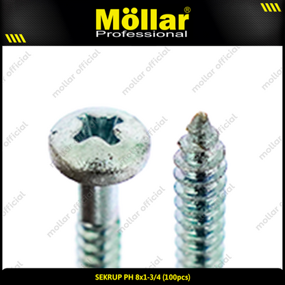MOLLAR 93-035 Sekrup PH 8 x 1-3/4 - 100 pcs