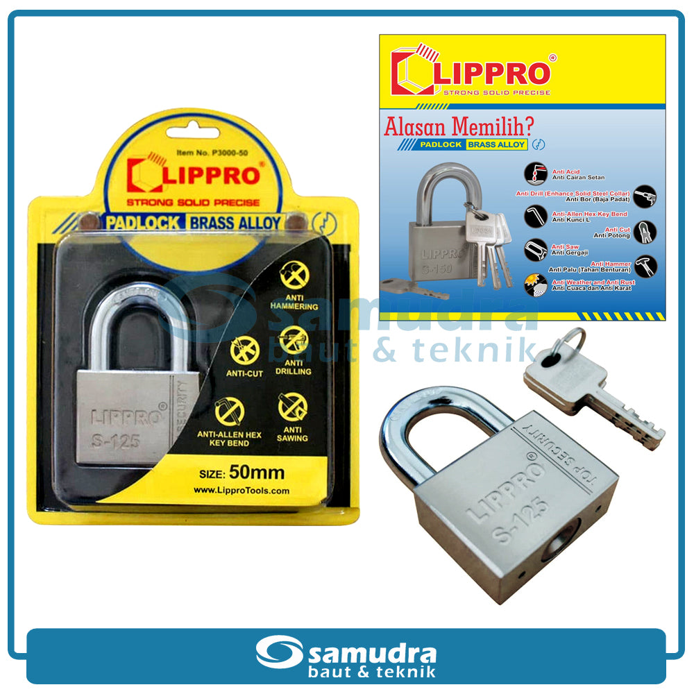 LIPPRO P3000-50 Gembok 50 mm Short / Gembok Leher Pendek