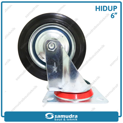 XANDER RODA-359 Roda Karet Hitam Hidup 6" - Satuan