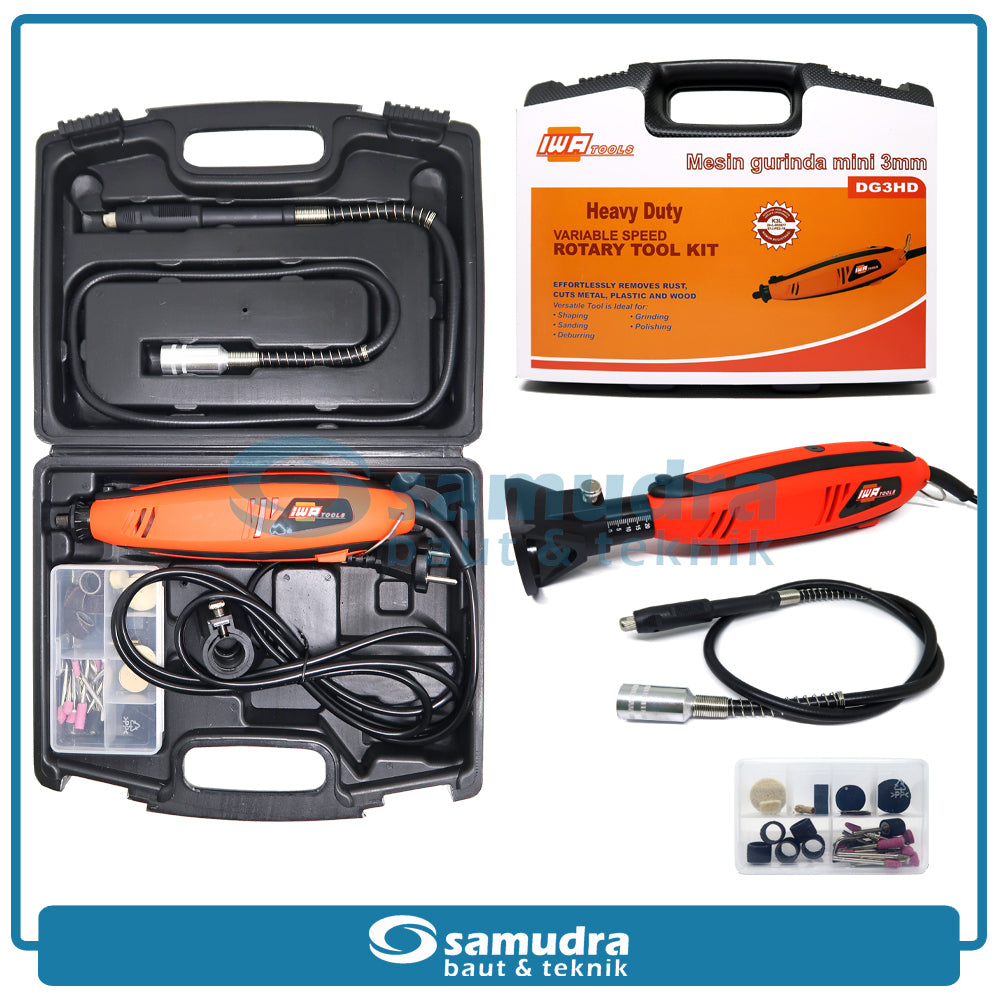 IWA DG3HD Mesin Mini Grinder Set 40 pcs Box Plastik Heavy Duty