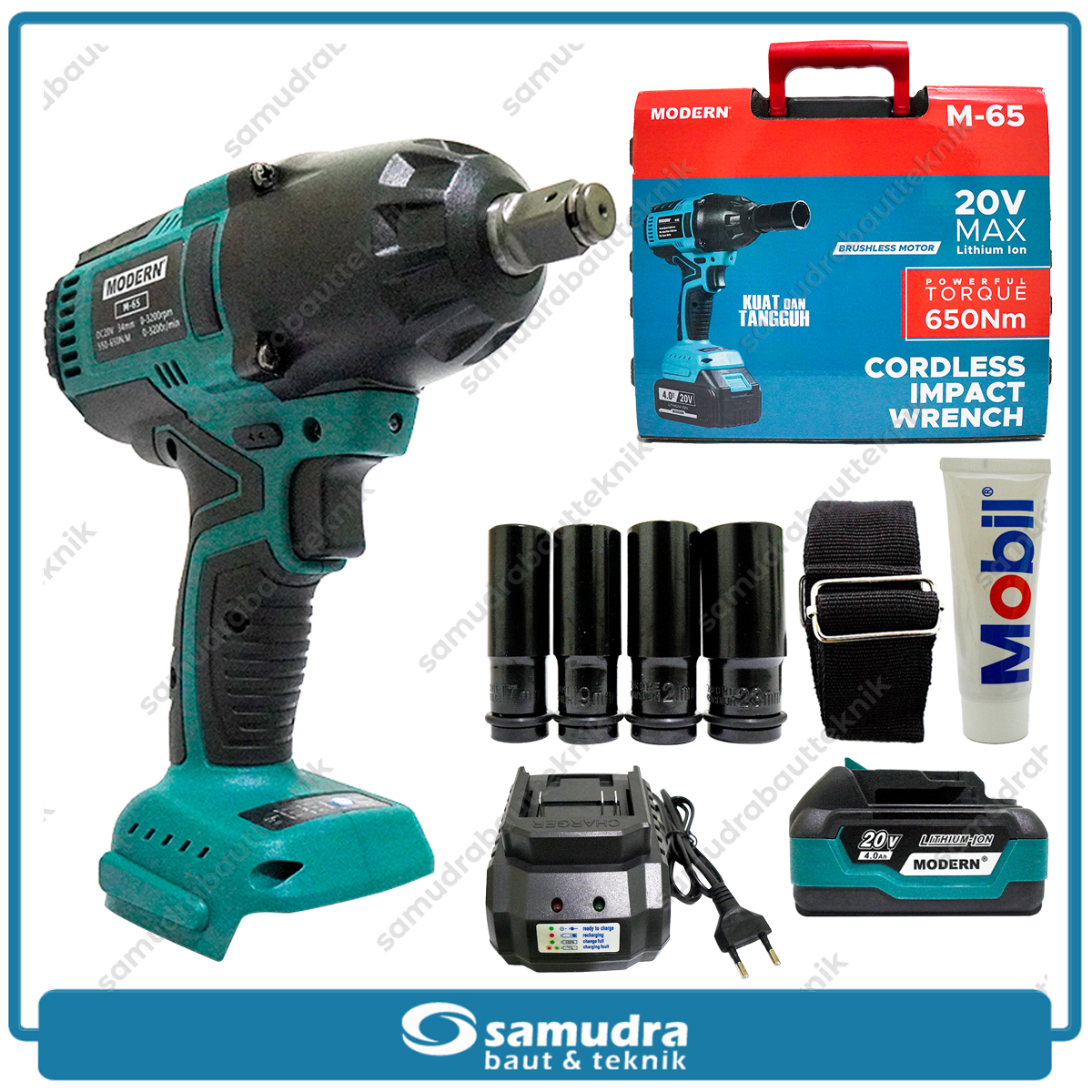 MODERN M-65 Mesin Buka Baut Mobil Baterai 20V / Cordless Impact Wrench
