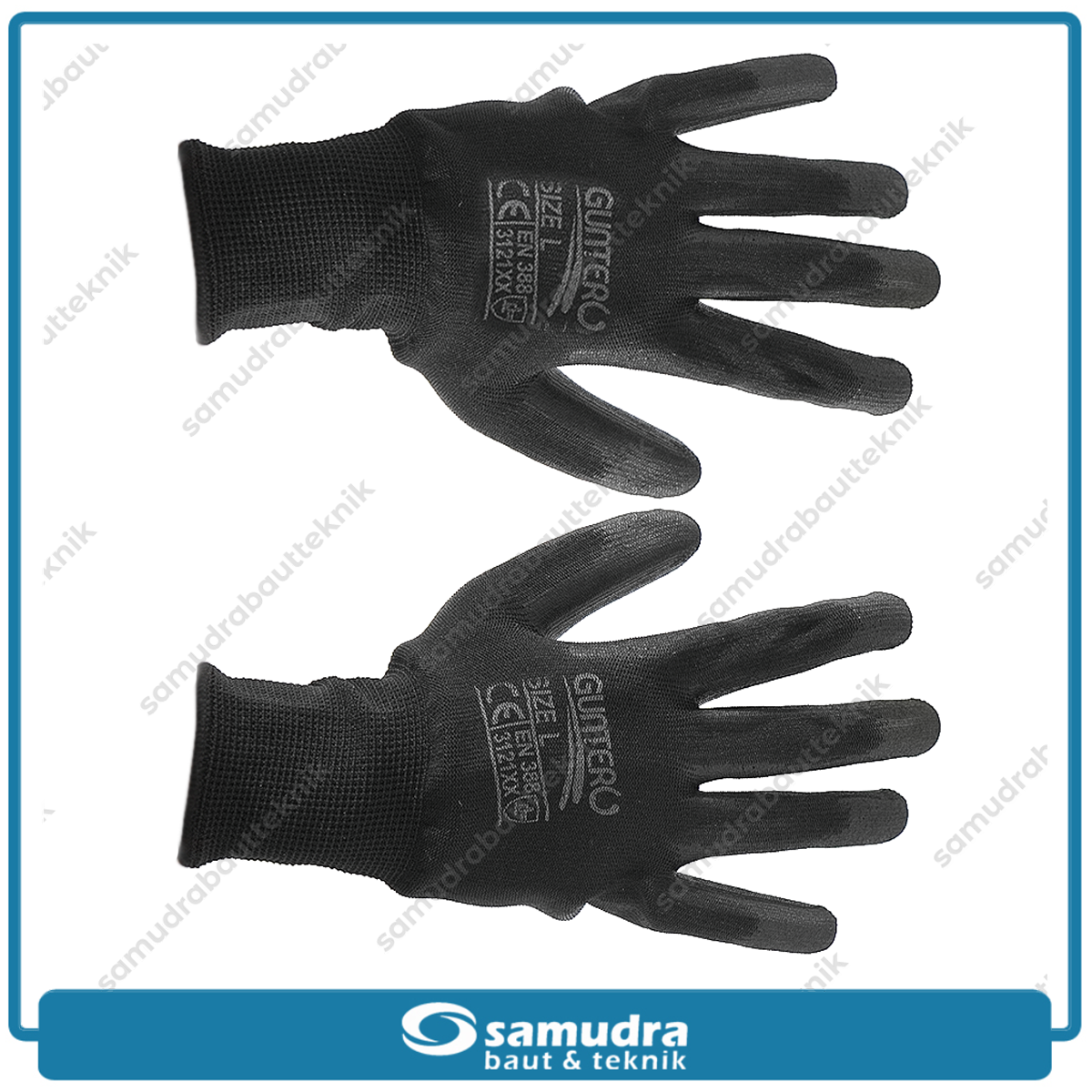 GUNTER SRNG-105 Sarung Tangan Safety PU (L) Hitam Hitam GT-1001