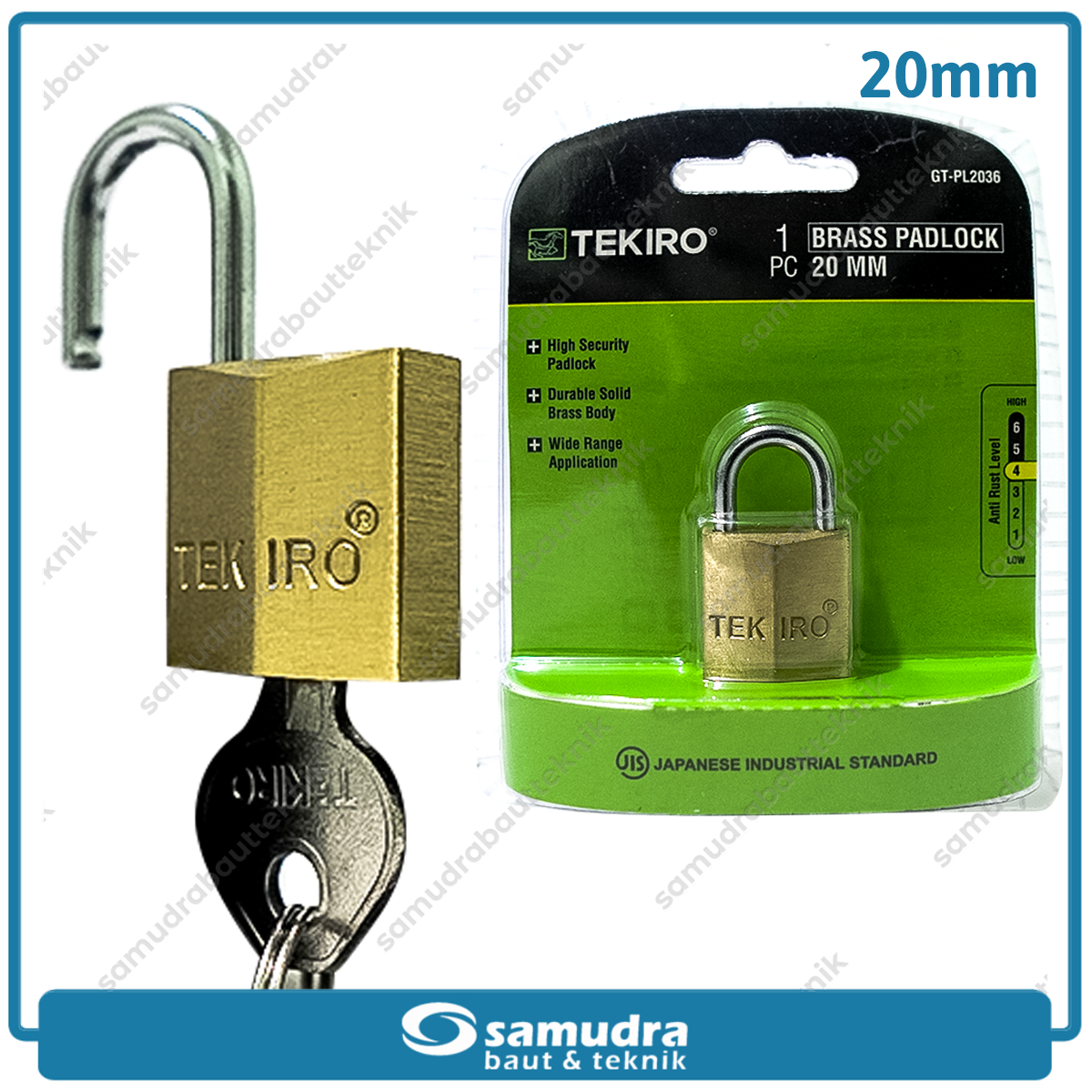 TEKIRO GT-PL2036 Gembok Kuningan 20 mm