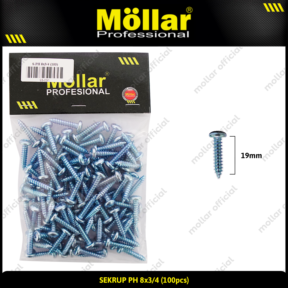 MOLLAR 93-031 Sekrup PH 8 x 3/4 - 100 pcs