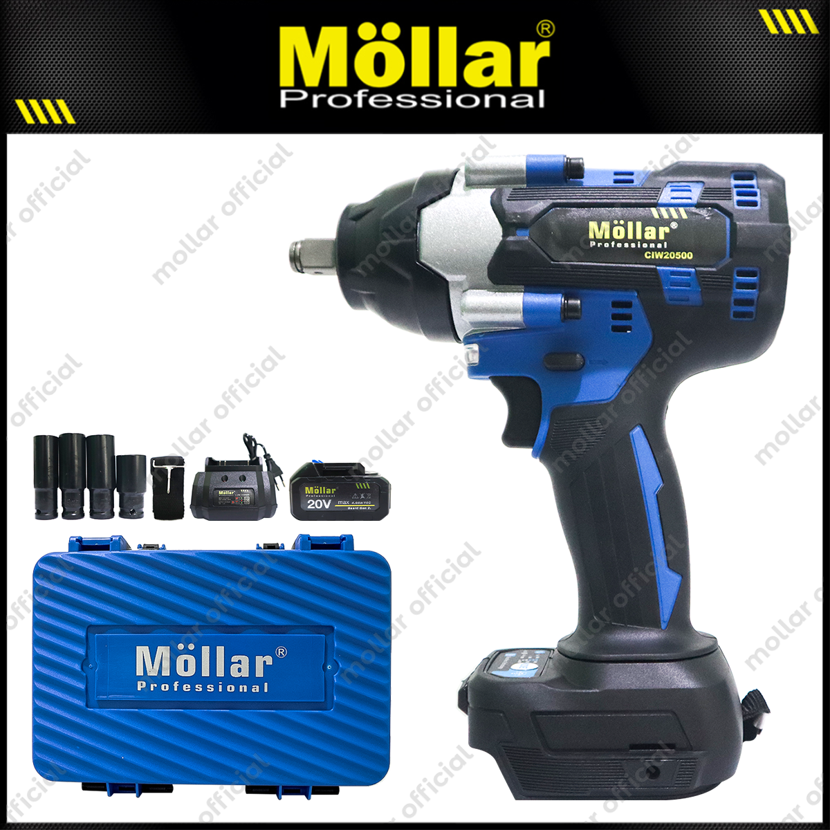 MOLLAR CIW20500 Mesin Buka Baut Truk Baterai 20V / Cordless Impact Wrench