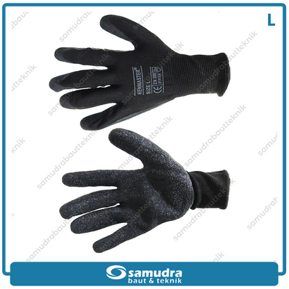 KENMASTER SRNG-128 Sarung Tangan Safety Latex (L) Hitam Hitam KM-3001