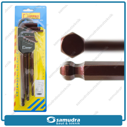 LIPPRO 168 Kunci L Set Panjang Extra Long Ballpoint 9 Pcs 1.5-10 mm