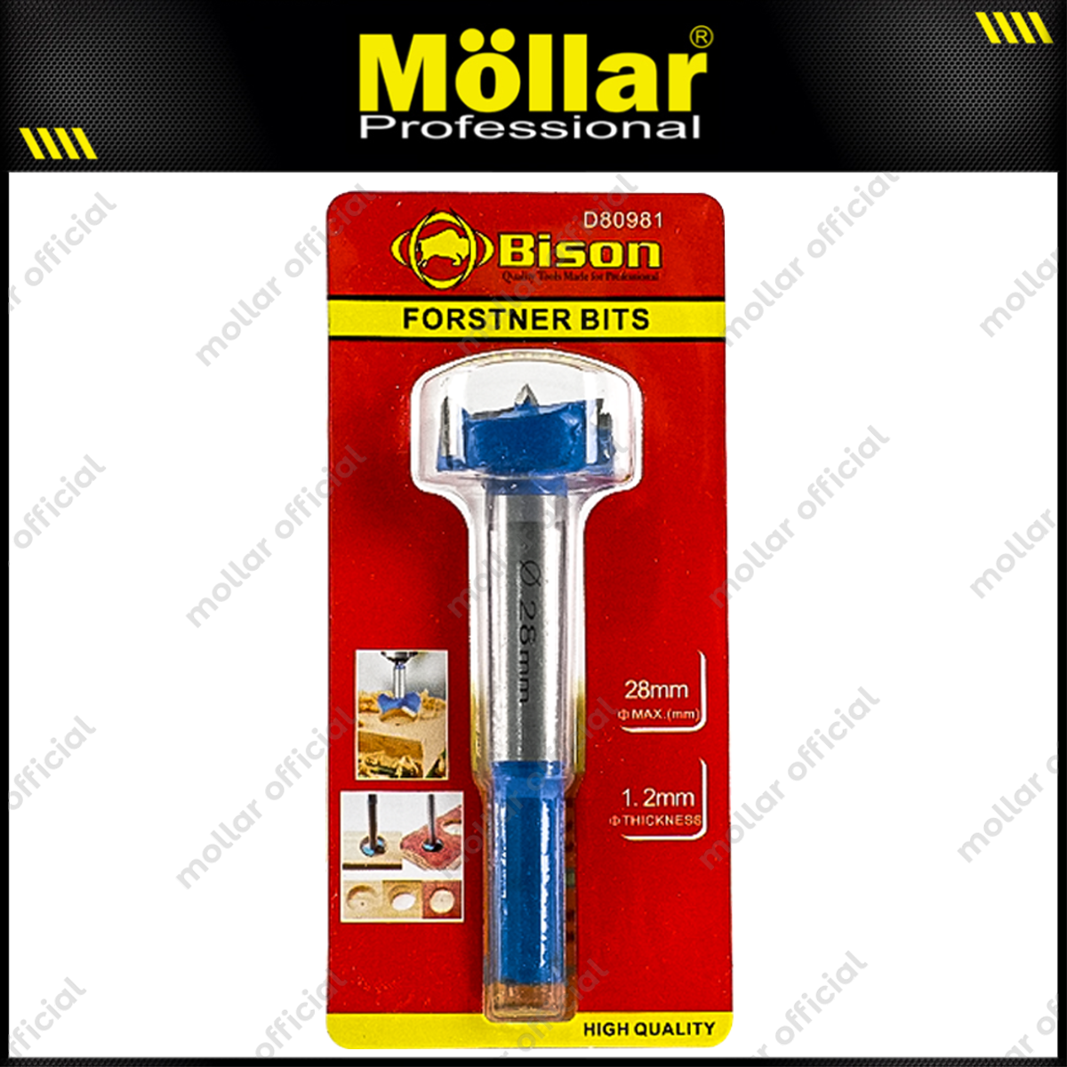 BISON D80981 Mata Bor Kayu Engsel Sendok 28 mm / Forstner Bit