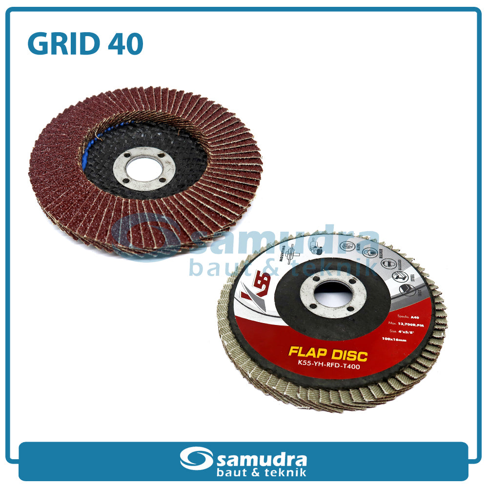 K55 K55-YH-RFD-T400 Amplas Susun No. 40 / Flap Disc
