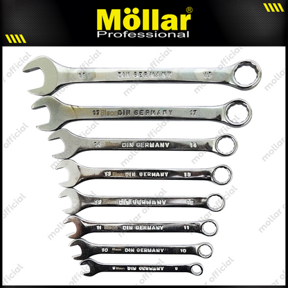 BISON Kunci Ring Pas Set 8 pcs (8-19 mm) Eliptical