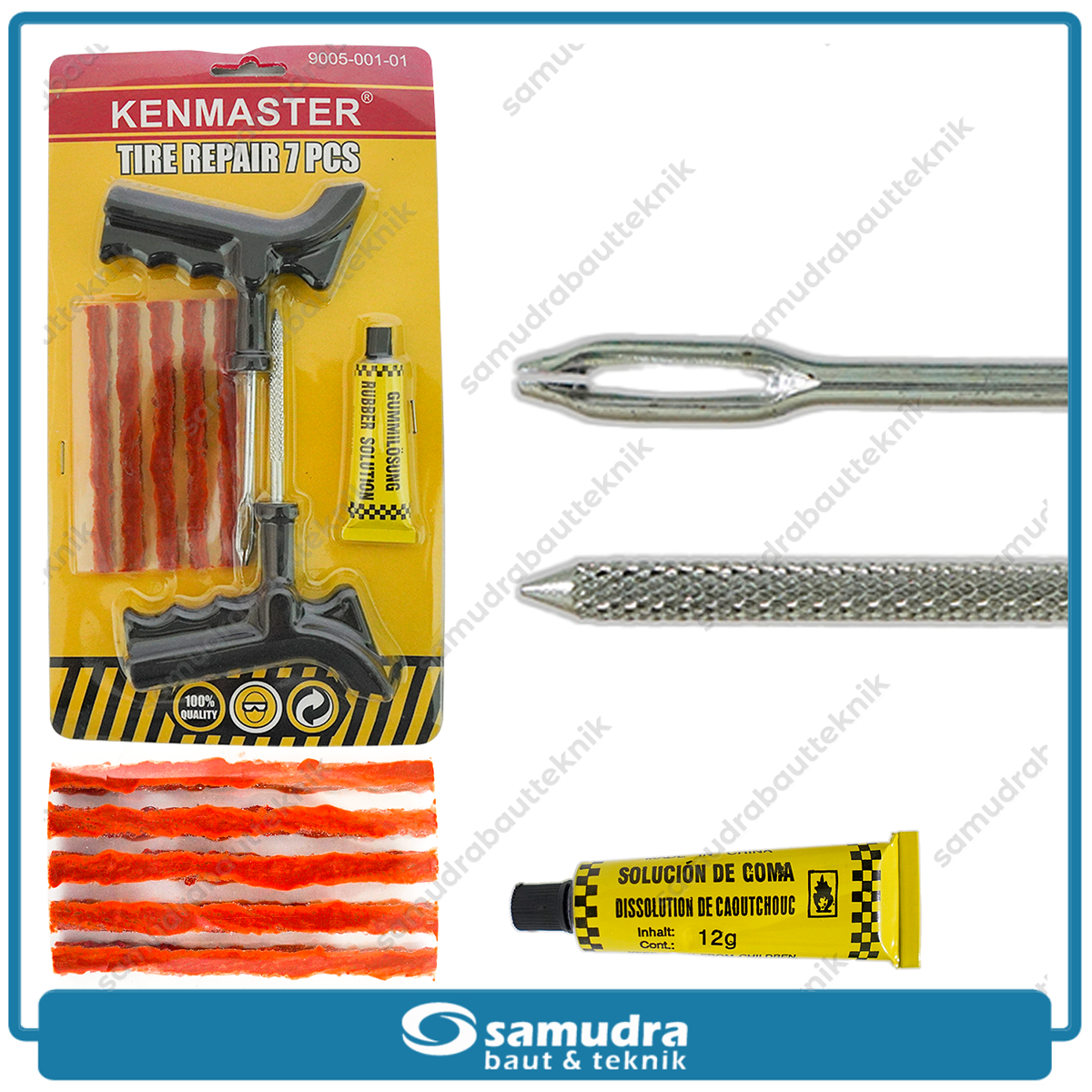 KENMASTER ALAT-002 Alat Tambal Ban Tubles Set Gagang Plastik CL-1009