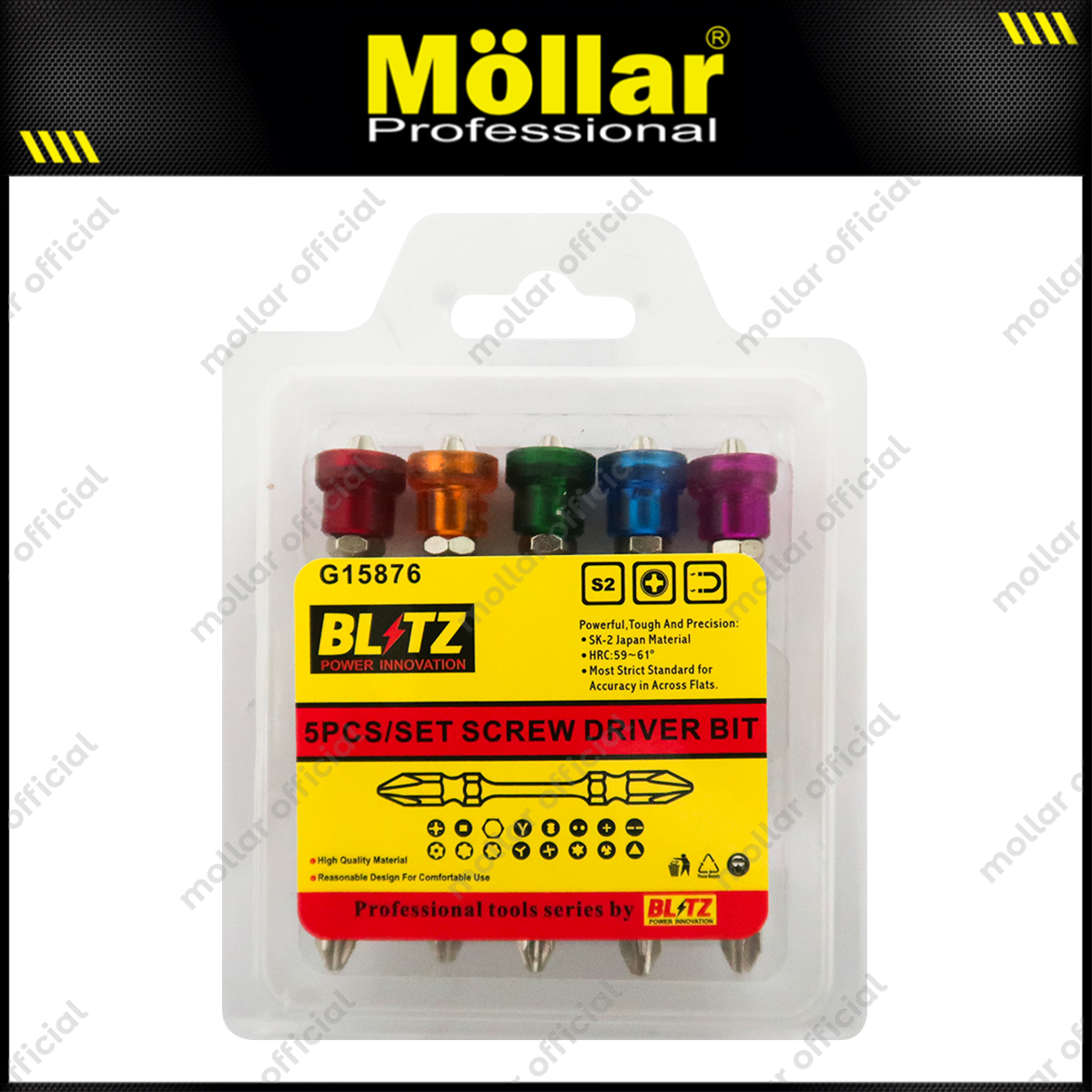 BLITZ G15876 Mata Obeng Angin S2 Limiter PH2 65 mm Set 5 pcs