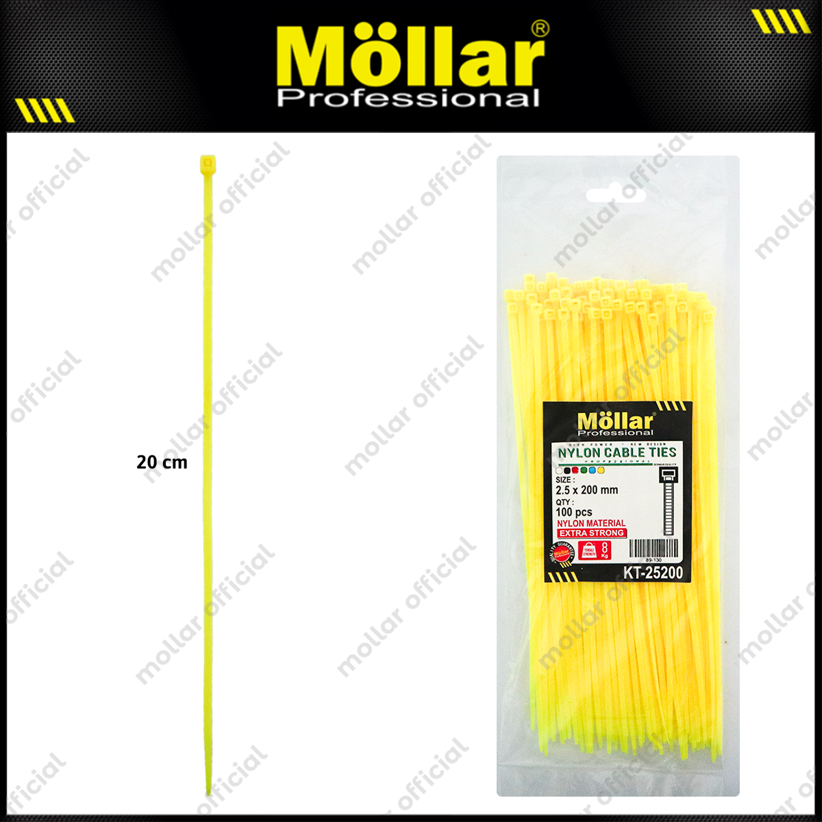 MOLLAR KT-25200 Kabel Ties 2.5x200 mm Kuning