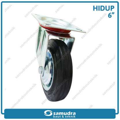 XANDER RODA-359 Roda Karet Hitam Hidup 6" - Satuan