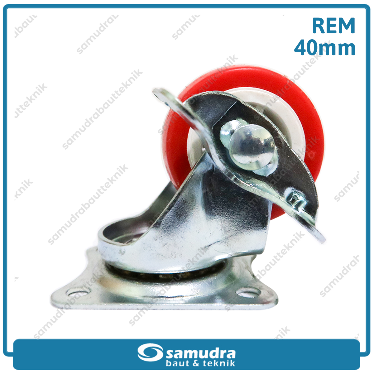 XANDER RODA-255 Roda PU Merah Hidup Rem 1.5" 1192-40mm - Satuan